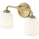 Norah 2 Light 15 inch Vintage Brass Bathroom Vanity Light Wall Light
